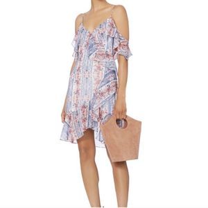 Intermix | Cold Shoulder Floral Ruffle Faux Wrap Dress